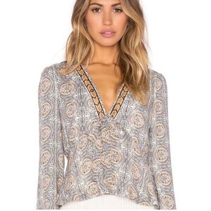 Patterned V-Neck Women's Top